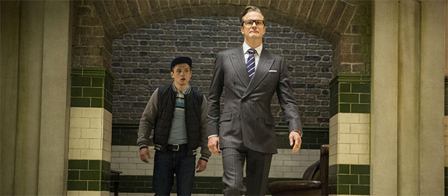 Taron Egerton et Colin Firth dans Kingsman : Services secrets (2015)