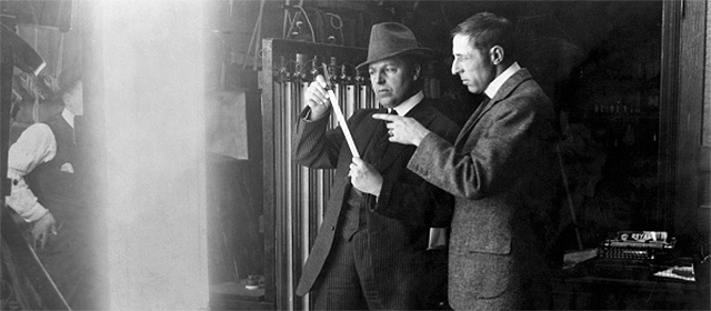 Billy Bitzer et D.W. Griffith en 1913