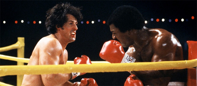Sylvester Stallone et Carl Weathers dans Rocky II (1979)