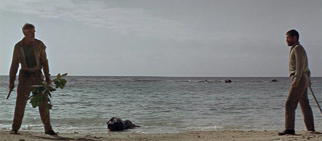 Lee Marvin et Toshiro Mifune dans Duel dans le Pacifique (1968)