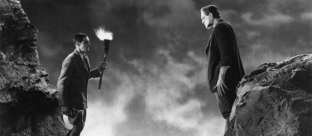 Colin Clive et Boris Karloff dans Frankenstein (1931)