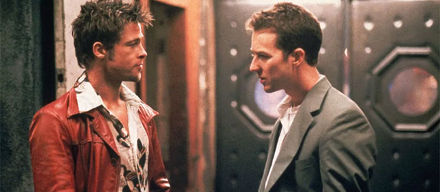 Brad Pitt et Edward Norton dans Fight Club (1999)